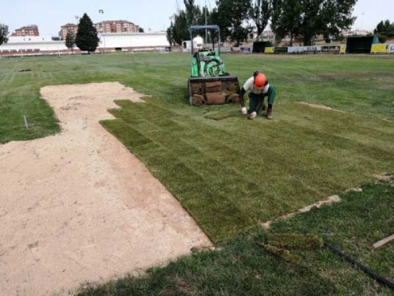 Colocación de cesped en rollos